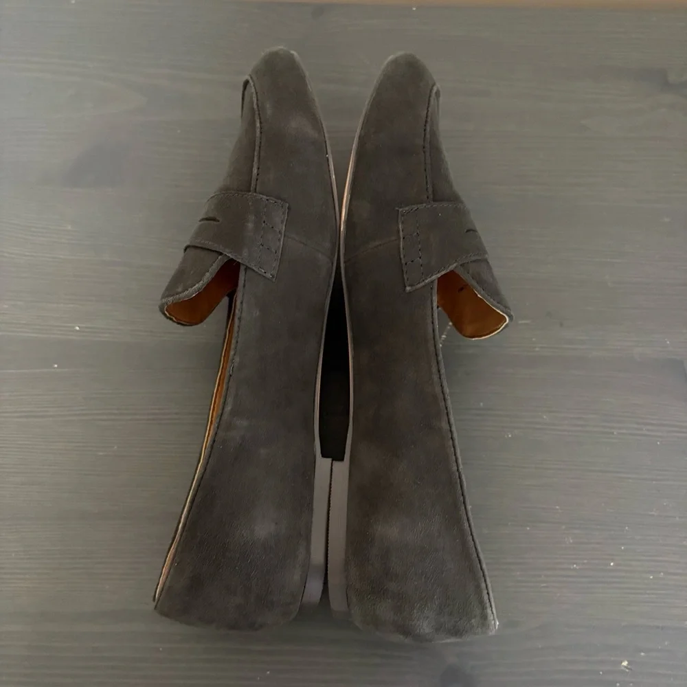 J Crew Factory‎ Suede Penny Loafers Slip On Dark Gray Flats 9.5